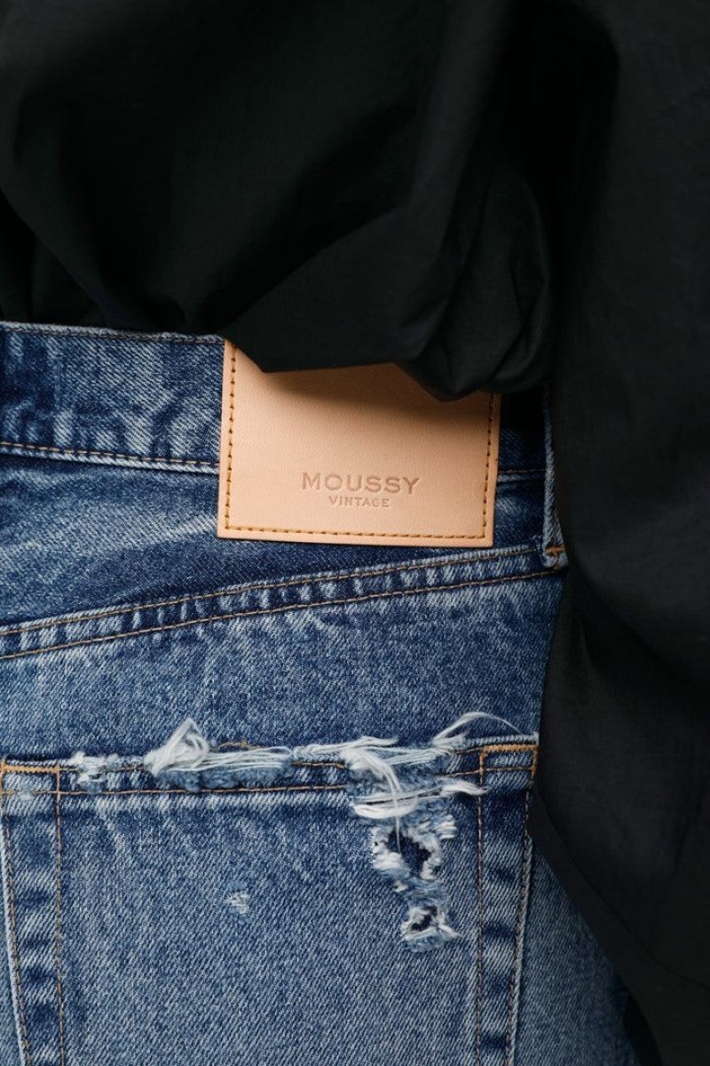 Dámské Džíny Moussy Vintage Odessa Široké Rovný Tmavě Blankyt | LGK3642SO