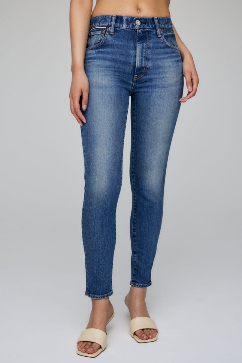 Dámské Džíny Moussy Vintage Rhett Hubená-hi Tmavě Blankyt | JLR7428MG
