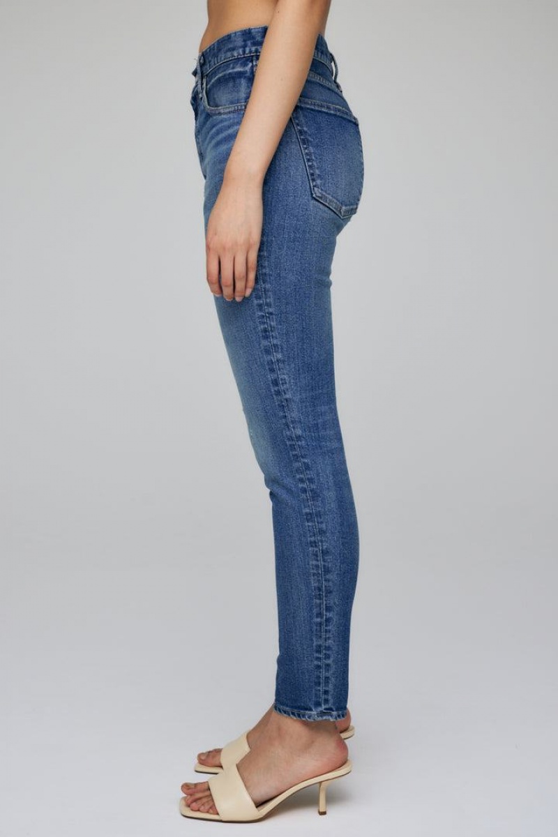 Dámské Džíny Moussy Vintage Rhett Hubená-hi Tmavě Blankyt | JLR7428MG