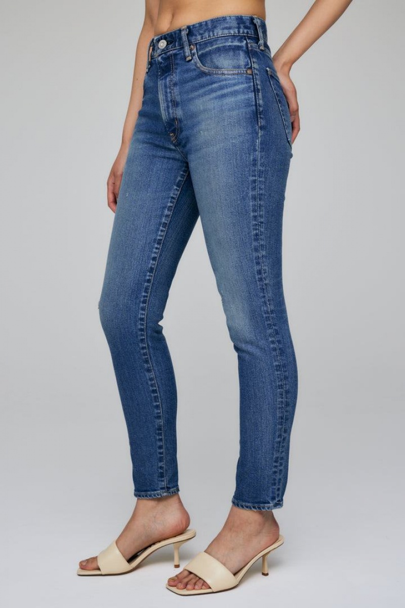Dámské Džíny Moussy Vintage Rhett Hubená-hi Tmavě Blankyt | JLR7428MG
