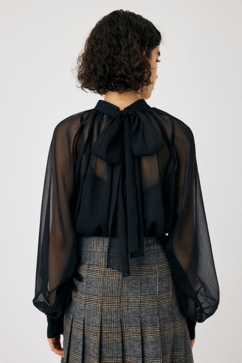 Dámské Halenka Moussy Back Ribbon Sheer Černé | YIX8656RS