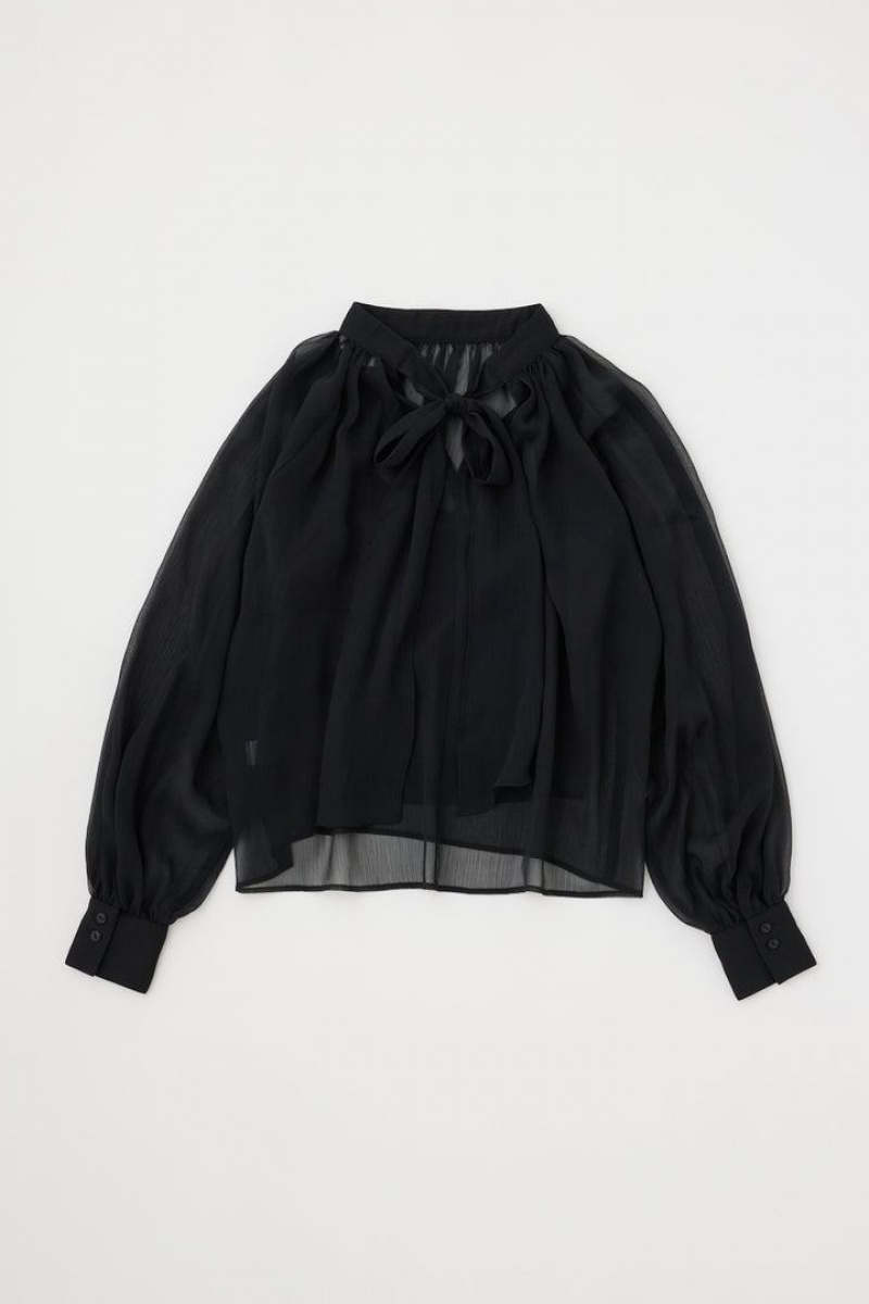 Dámské Halenka Moussy Back Ribbon Sheer Černé | YIX8656RS