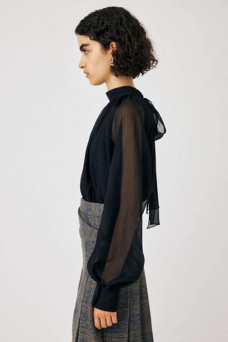 Dámské Halenka Moussy Back Ribbon Sheer Černé | YIX8656RS