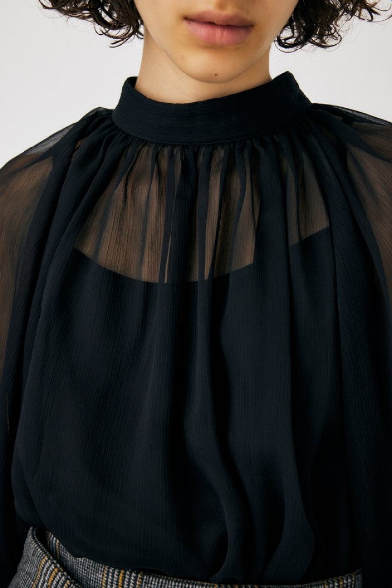 Dámské Halenka Moussy Back Ribbon Sheer Černé | YIX8656RS