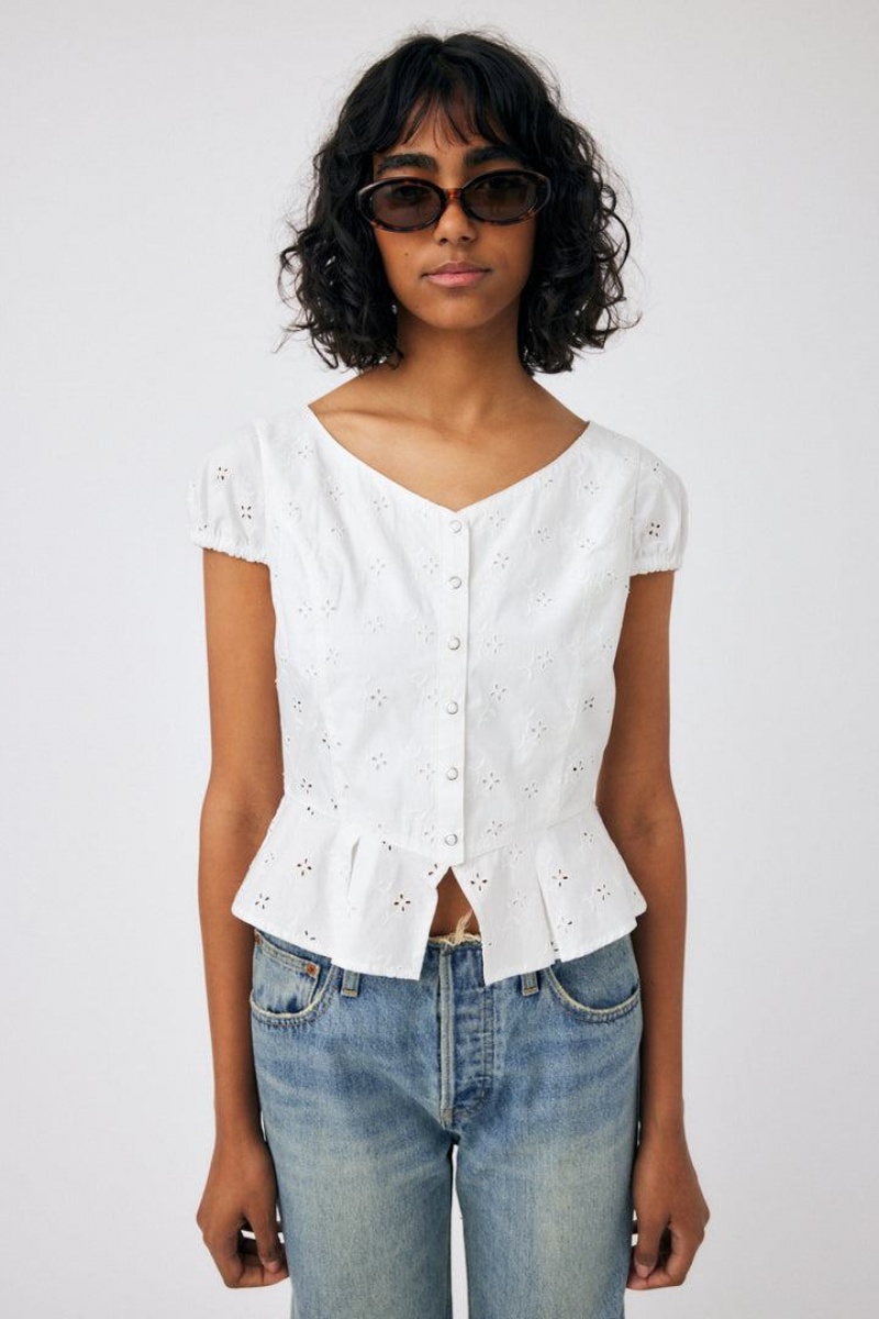Dámské Halenka Moussy Eyelet Corset Bílé | YQL9845GQ