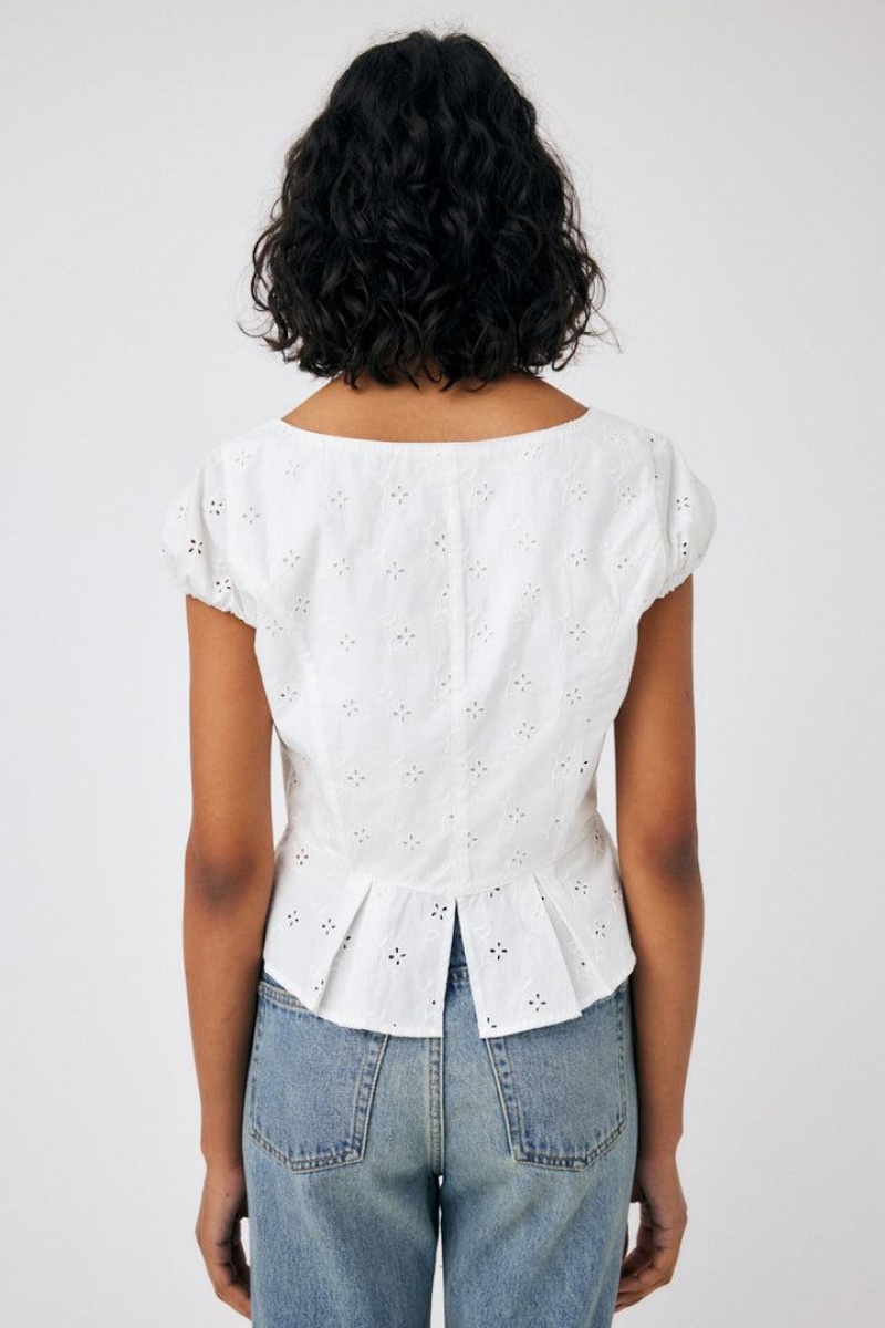 Dámské Halenka Moussy Eyelet Corset Bílé | YQL9845GQ