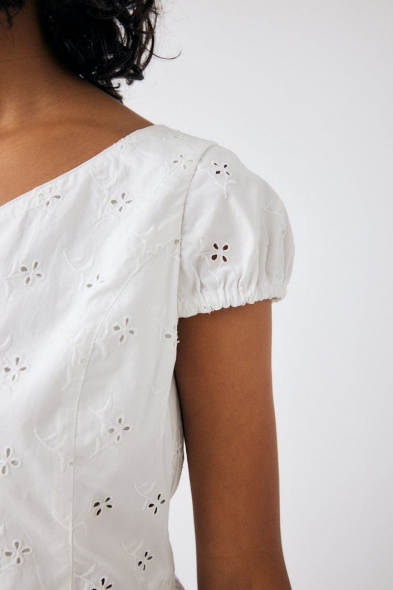 Dámské Halenka Moussy Eyelet Corset Bílé | YQL9845GQ