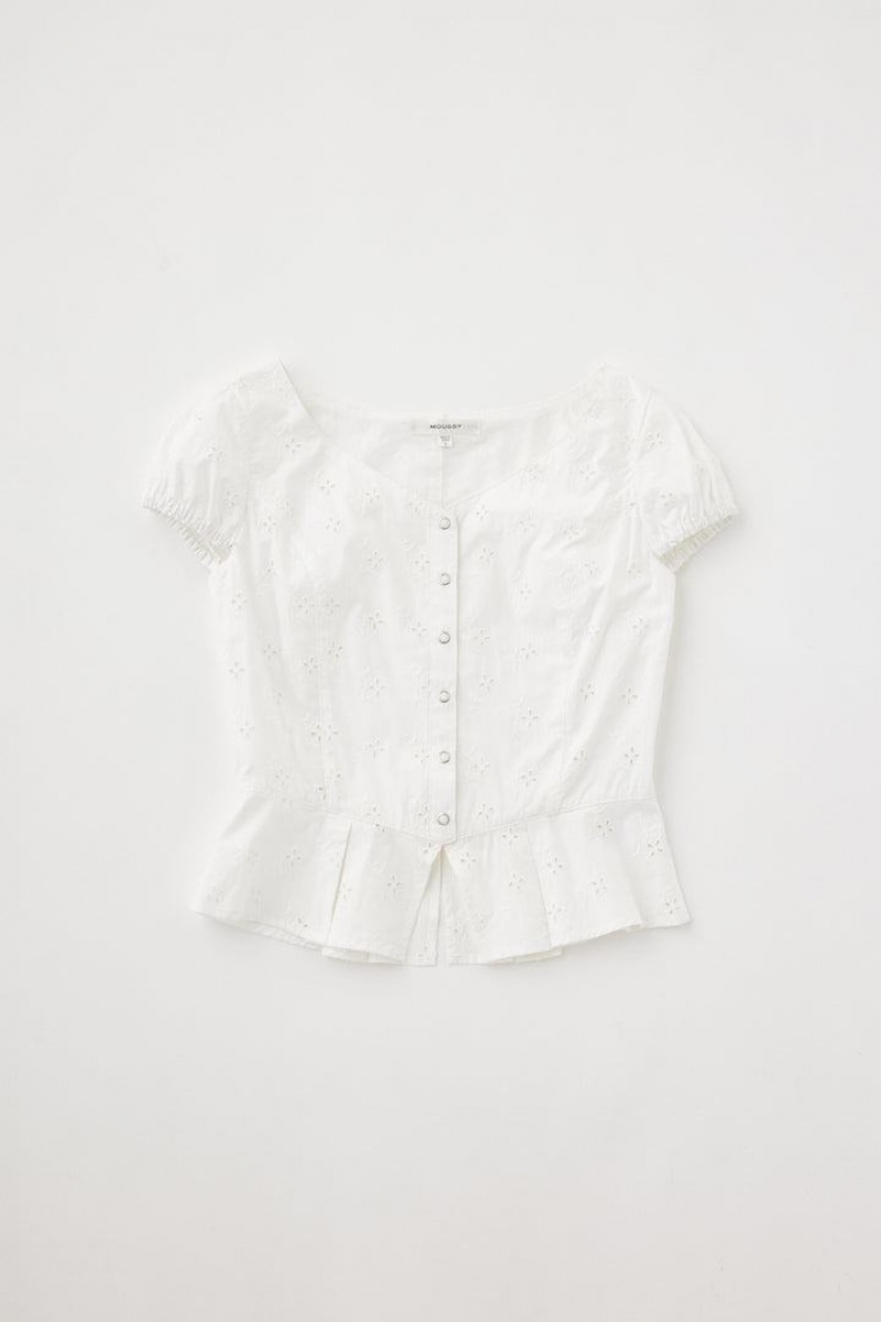 Dámské Halenka Moussy Eyelet Corset Bílé | YQL9845GQ