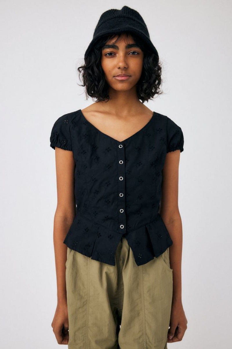 Dámské Halenka Moussy Eyelet Corset Černé | YTT2898LE