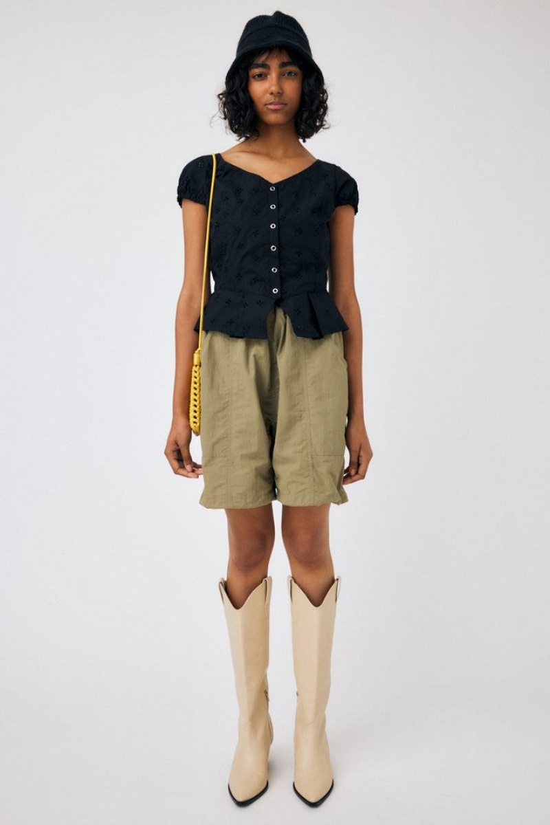 Dámské Halenka Moussy Eyelet Corset Černé | YTT2898LE