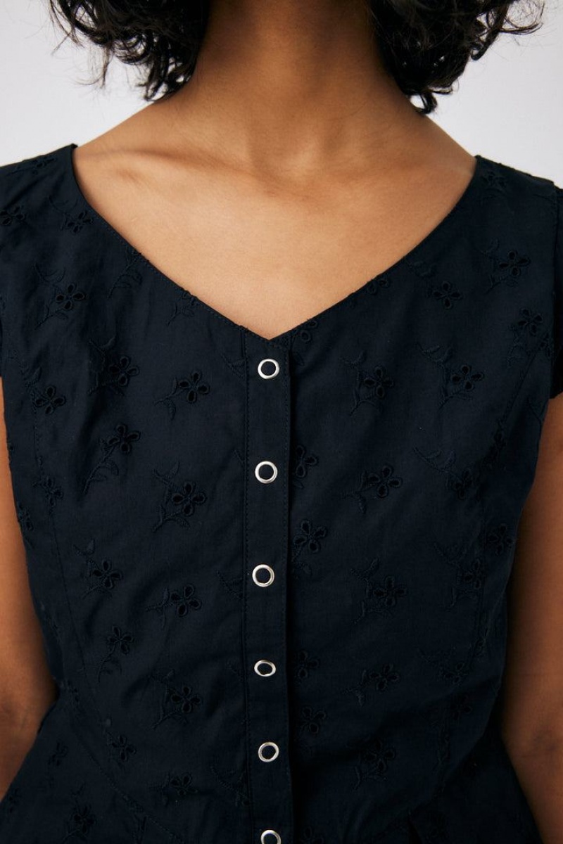 Dámské Halenka Moussy Eyelet Corset Černé | YTT2898LE