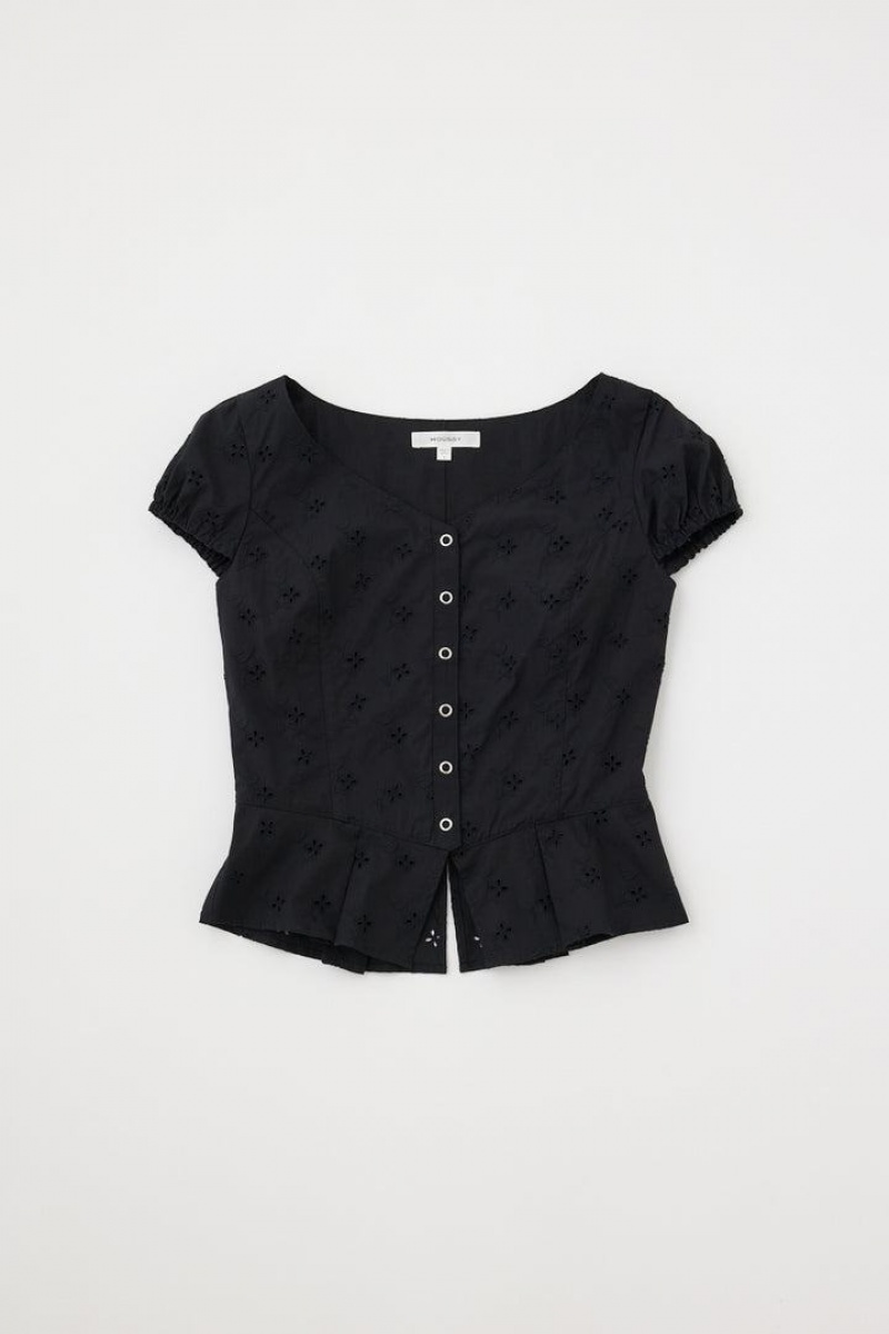 Dámské Halenka Moussy Eyelet Corset Černé | YTT2898LE