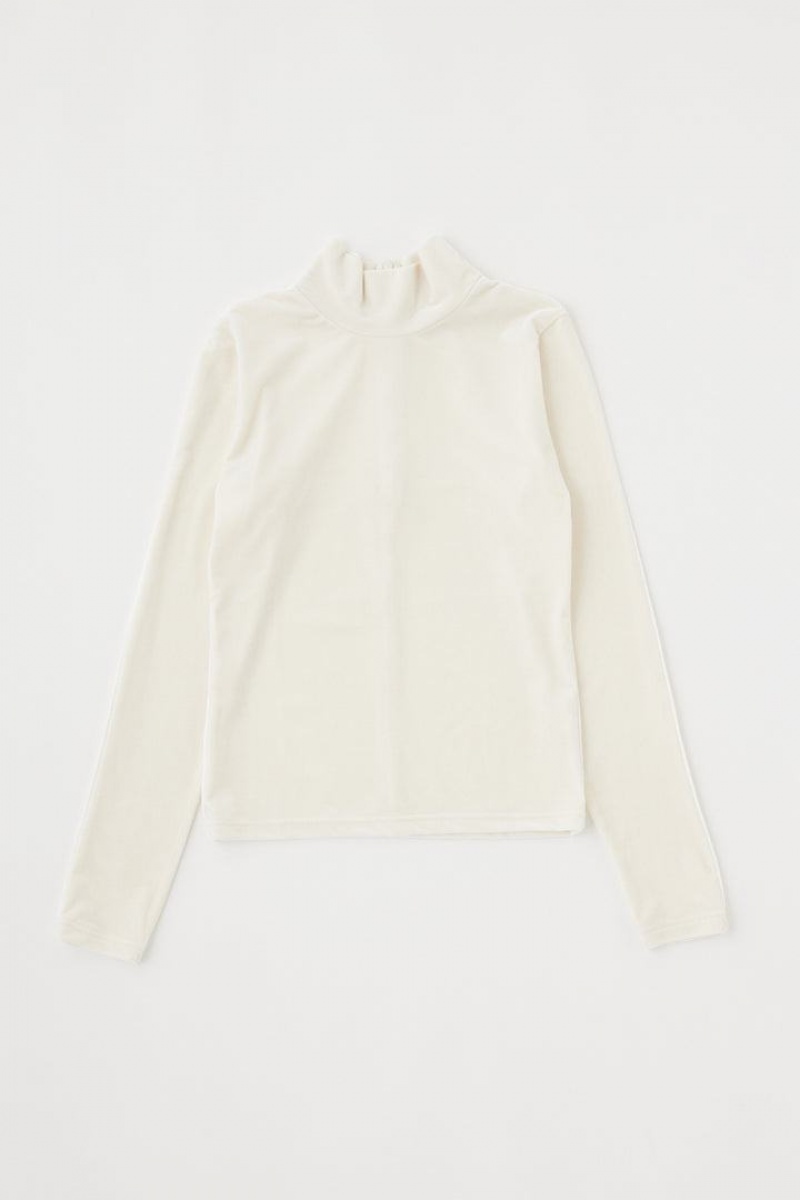 Dámské Halenka Moussy High Neck Velour Top Bílé | HPF7061ZQ