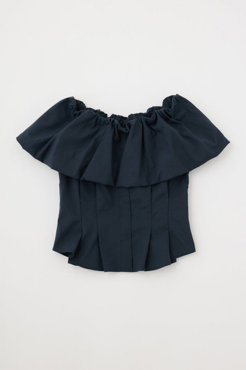 Dámské Halenka Moussy Off Shoulder Tuck Tmavě Blankyt | YXV6174KP