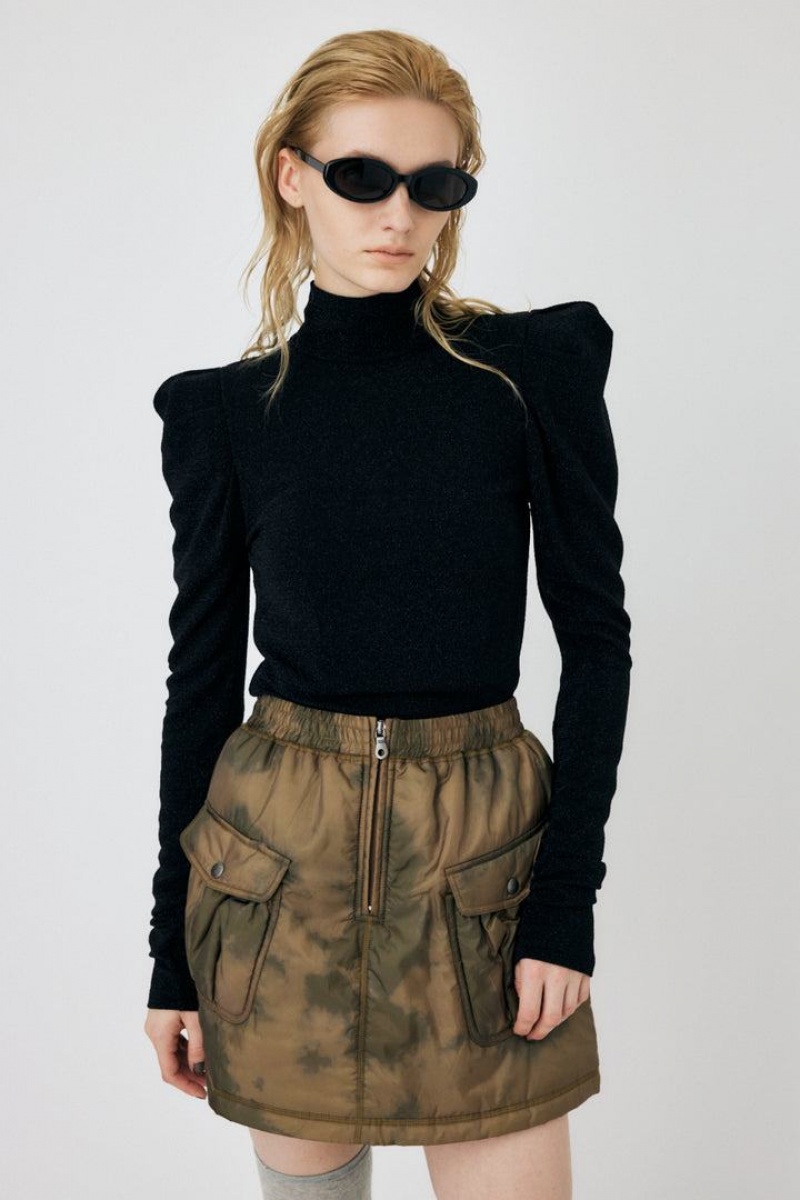 Dámské Halenka Moussy Point Shoulder Glitter Top Černé | CQO6061SI