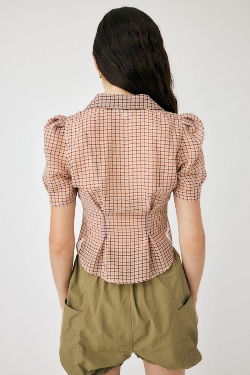 Dámské Halenka Moussy Sheer Check Tiny Červené | HCZ7444KR