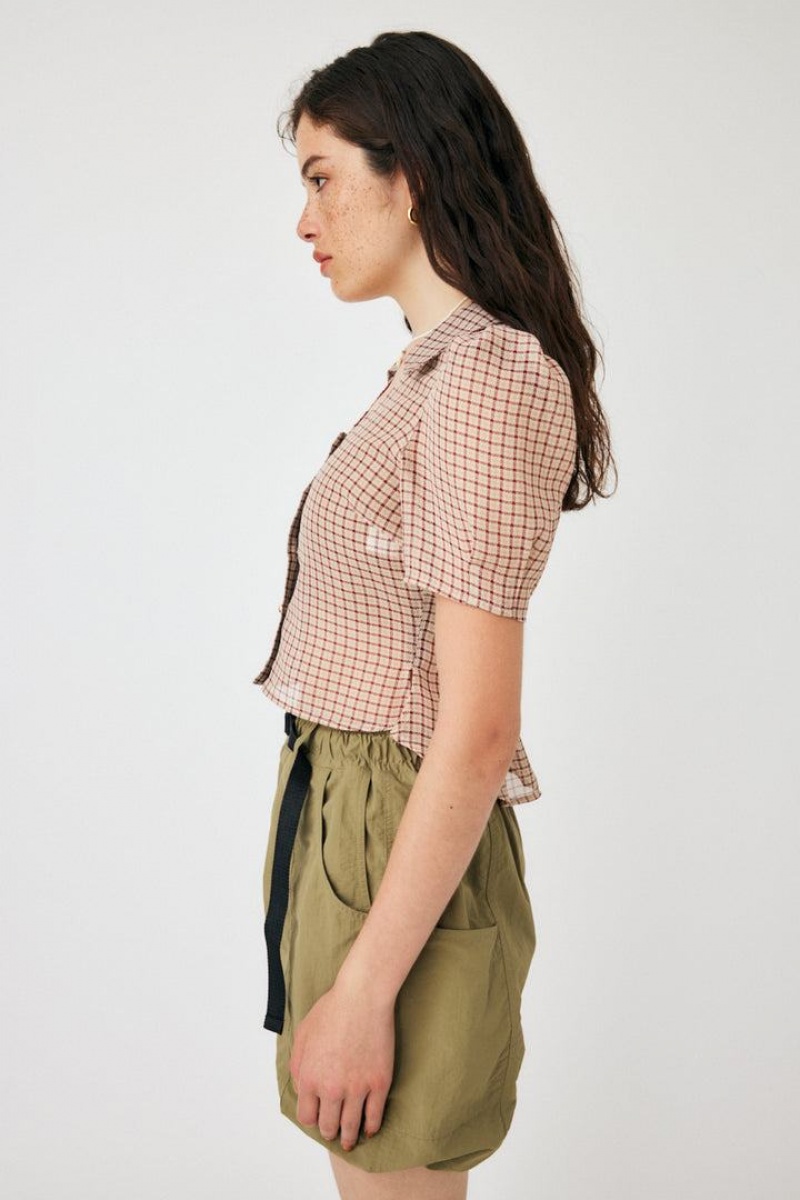 Dámské Halenka Moussy Sheer Check Tiny Červené | HCZ7444KR