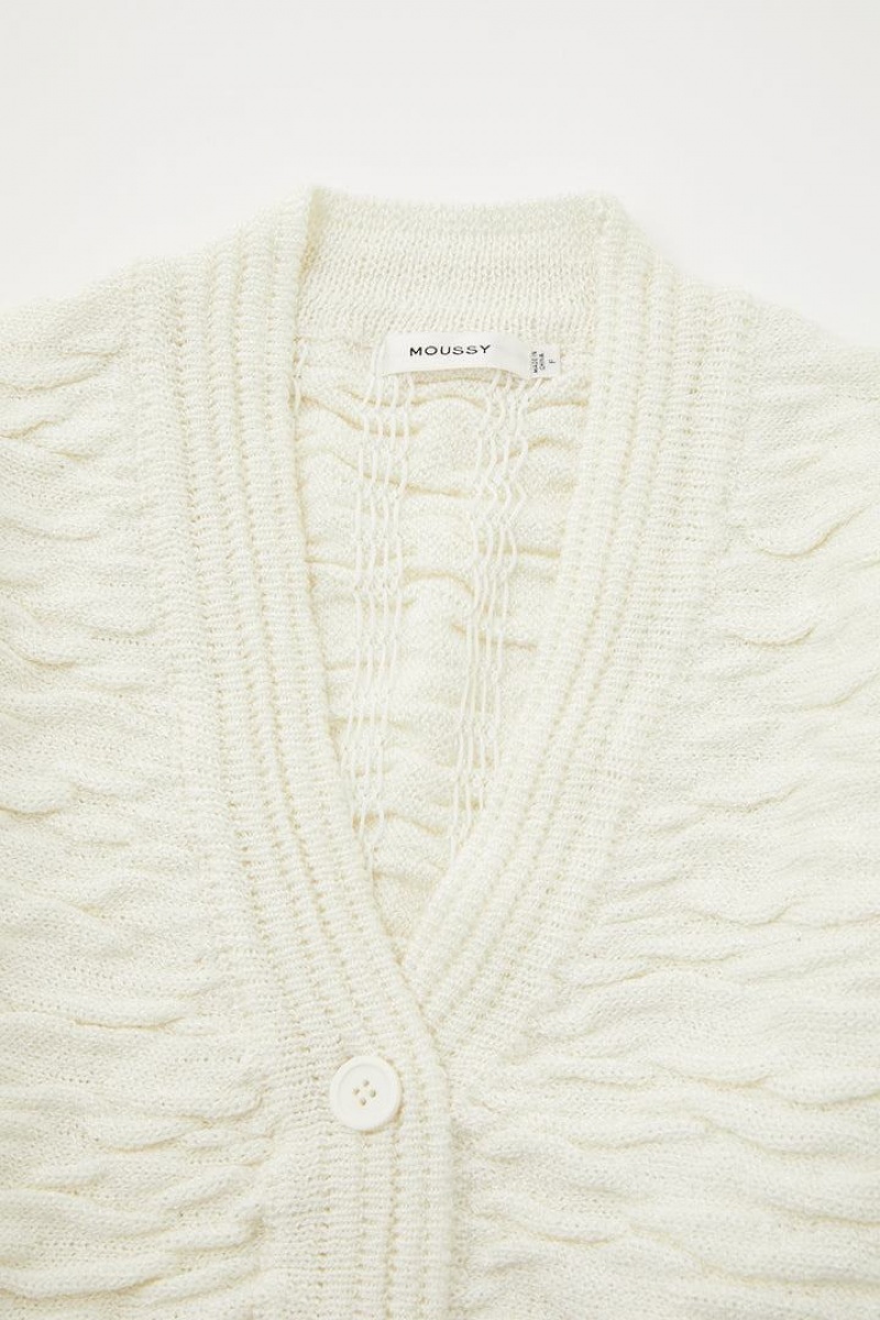 Dámské Kardigan Moussy Wavy Knit Bílé | QOV9325VH