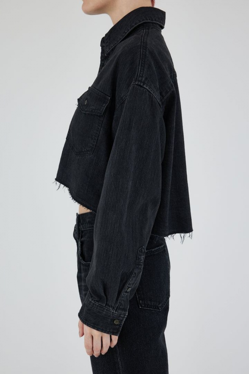 Dámské Košile Moussy Artesia Croppeds Černé | BQD9625LP