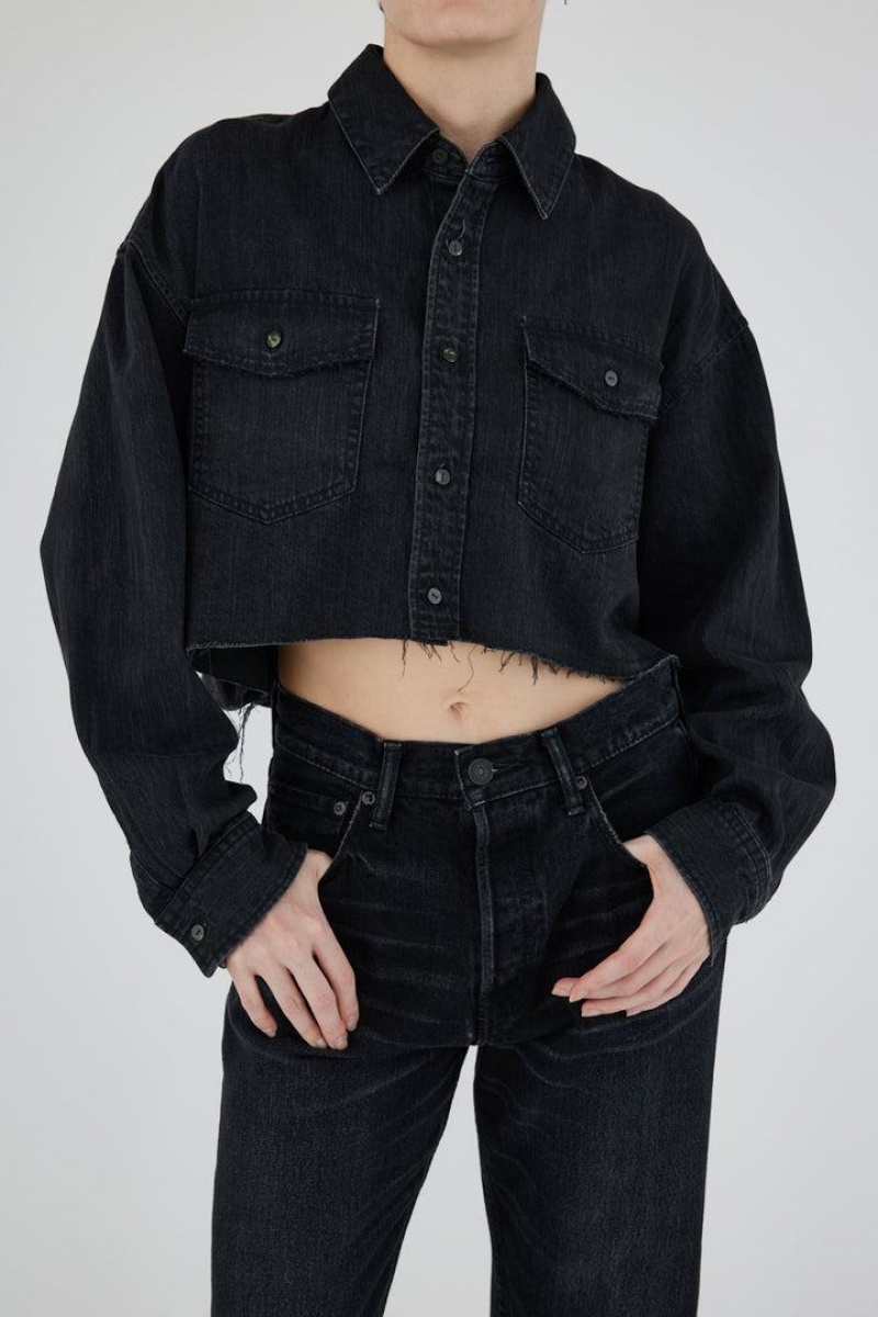 Dámské Košile Moussy Artesia Croppeds Černé | BQD9625LP