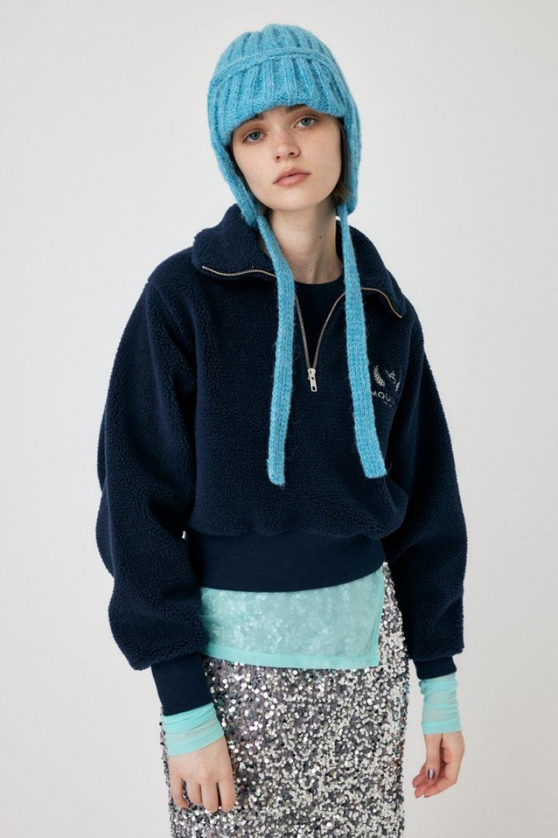 Dámské Mikiny Moussy Boa Half Zip Tmavě Blankyt | ENZ1312TP