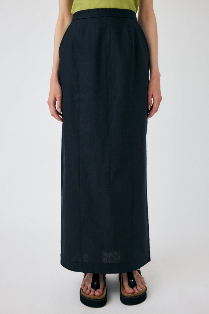 Dámské Sukně Moussy Linen Bavlněné I Line Světle Černé | XJL8880DT