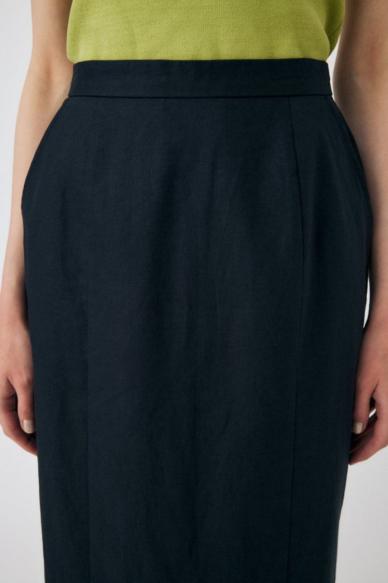 Dámské Sukně Moussy Linen Bavlněné I Line Světle Černé | XJL8880DT