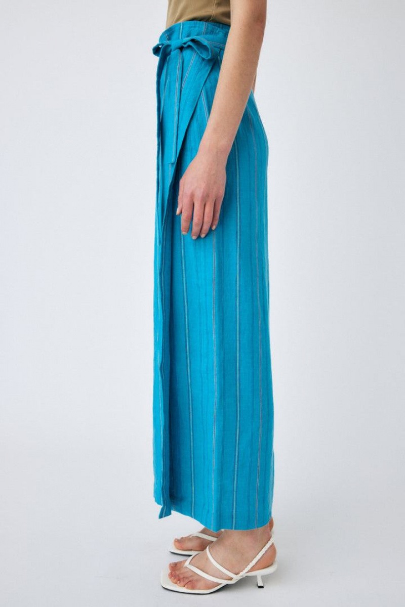 Dámské Sukně Moussy Linen Pruhovaný Wrap Blankyt | QIK7667XL