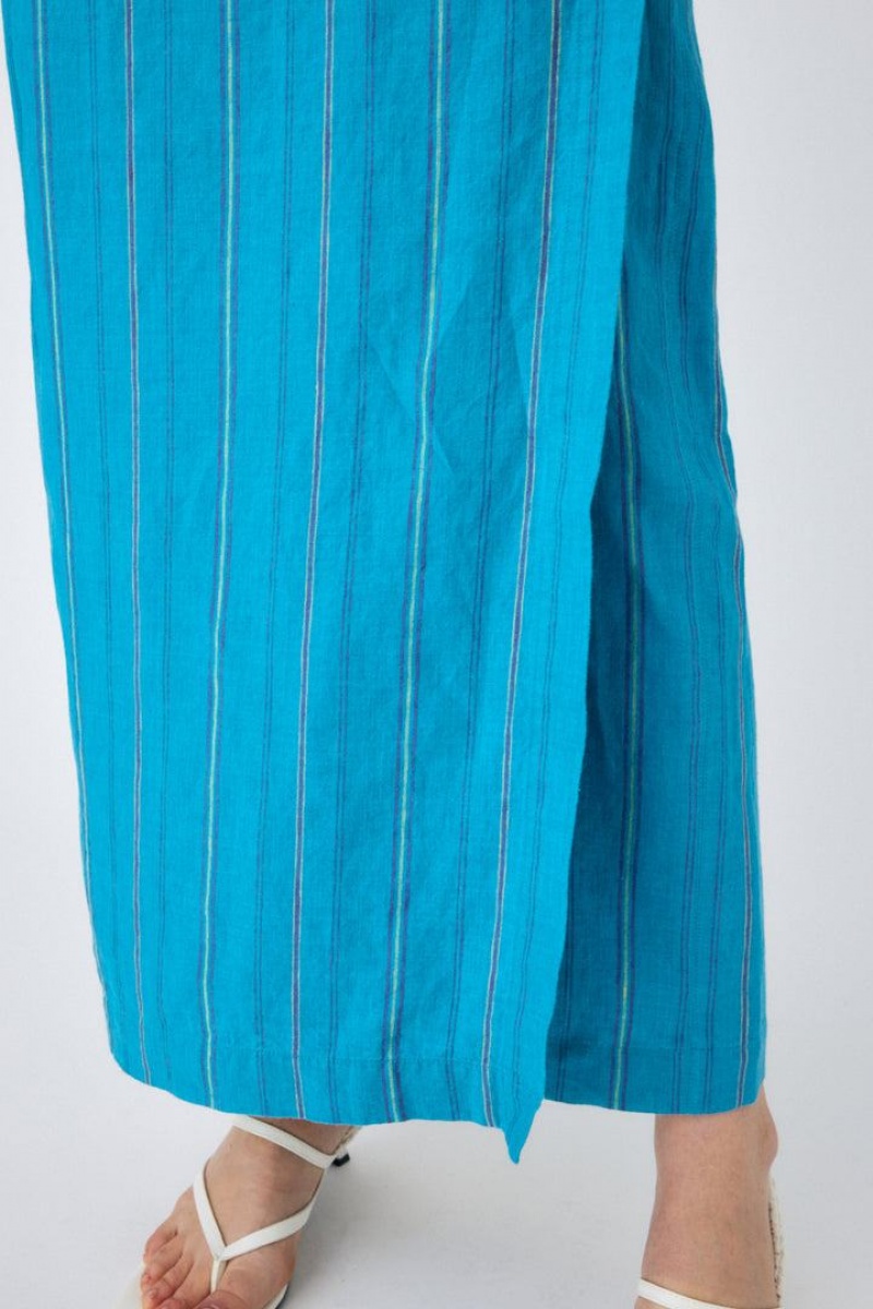 Dámské Sukně Moussy Linen Pruhovaný Wrap Blankyt | QIK7667XL