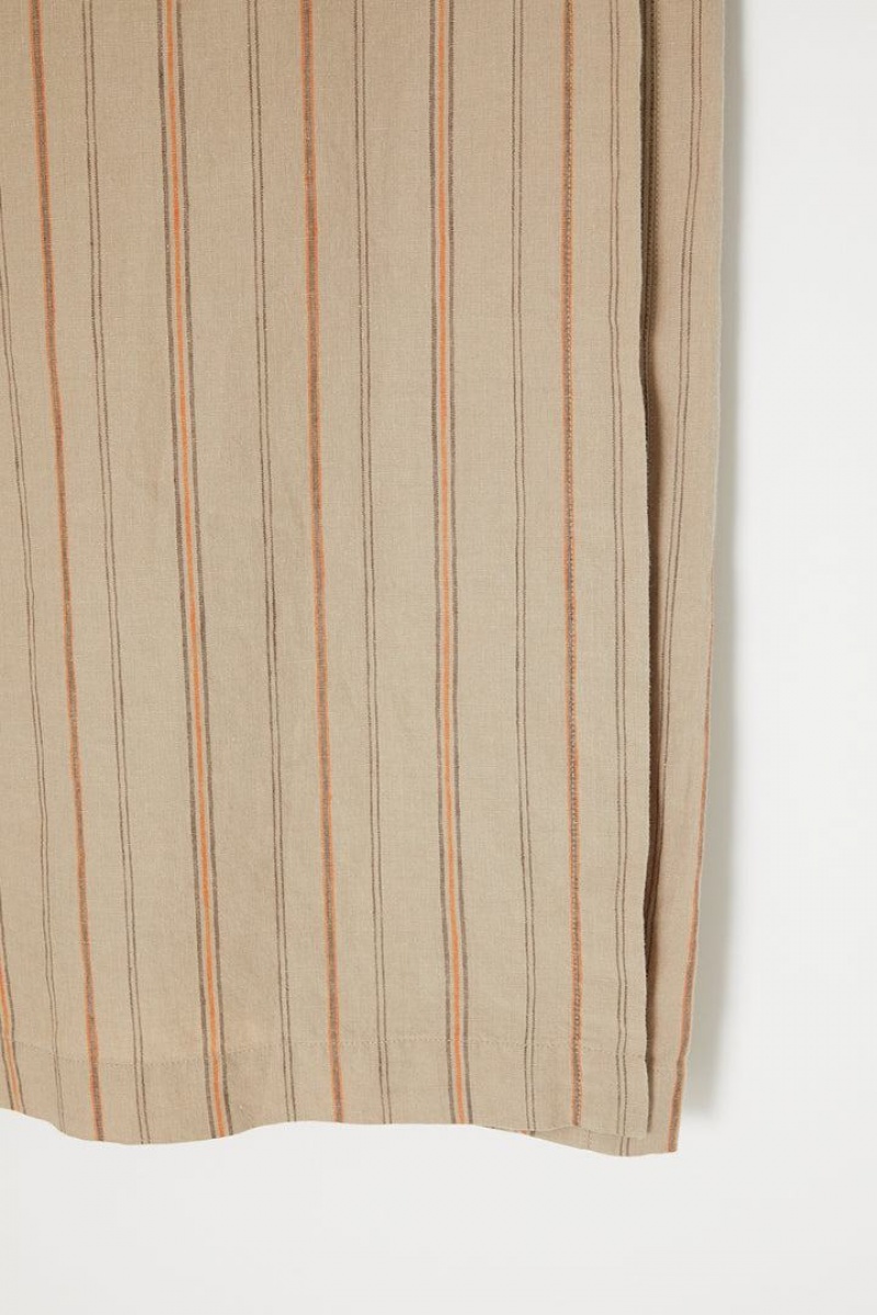Dámské Sukně Moussy Linen Pruhovaný Wrap Hnědožlutý | TIE2430JG