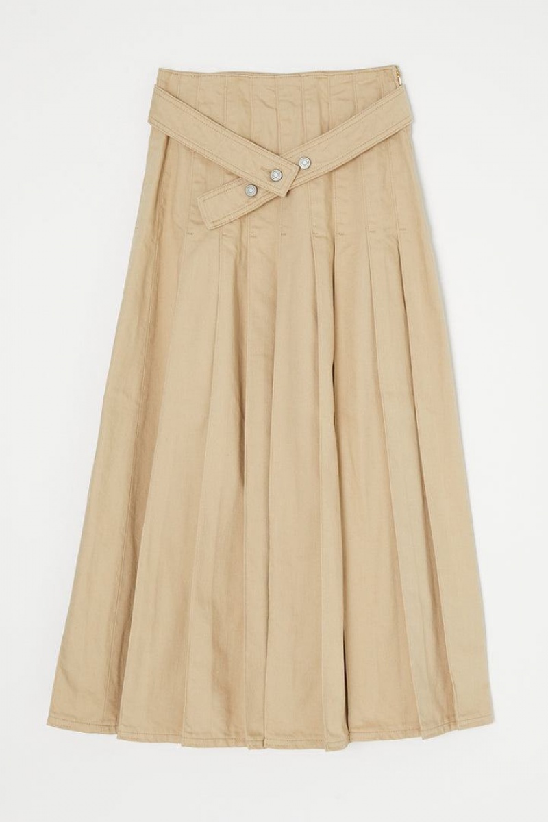Dámské Sukně Moussy Pleats Belt Denim Hnědožlutý | OUJ6731DI