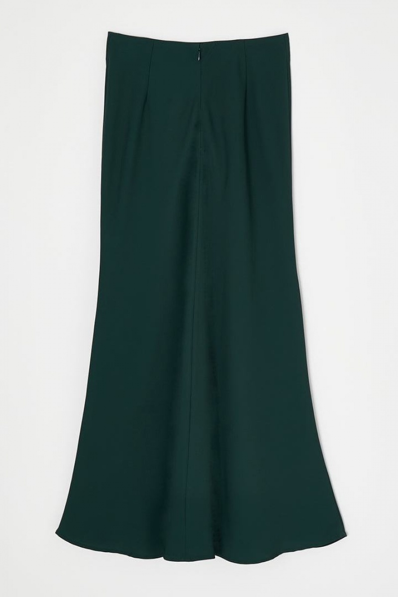 Dámské Sukně Moussy Satin Long Zelene | HDM5152DW