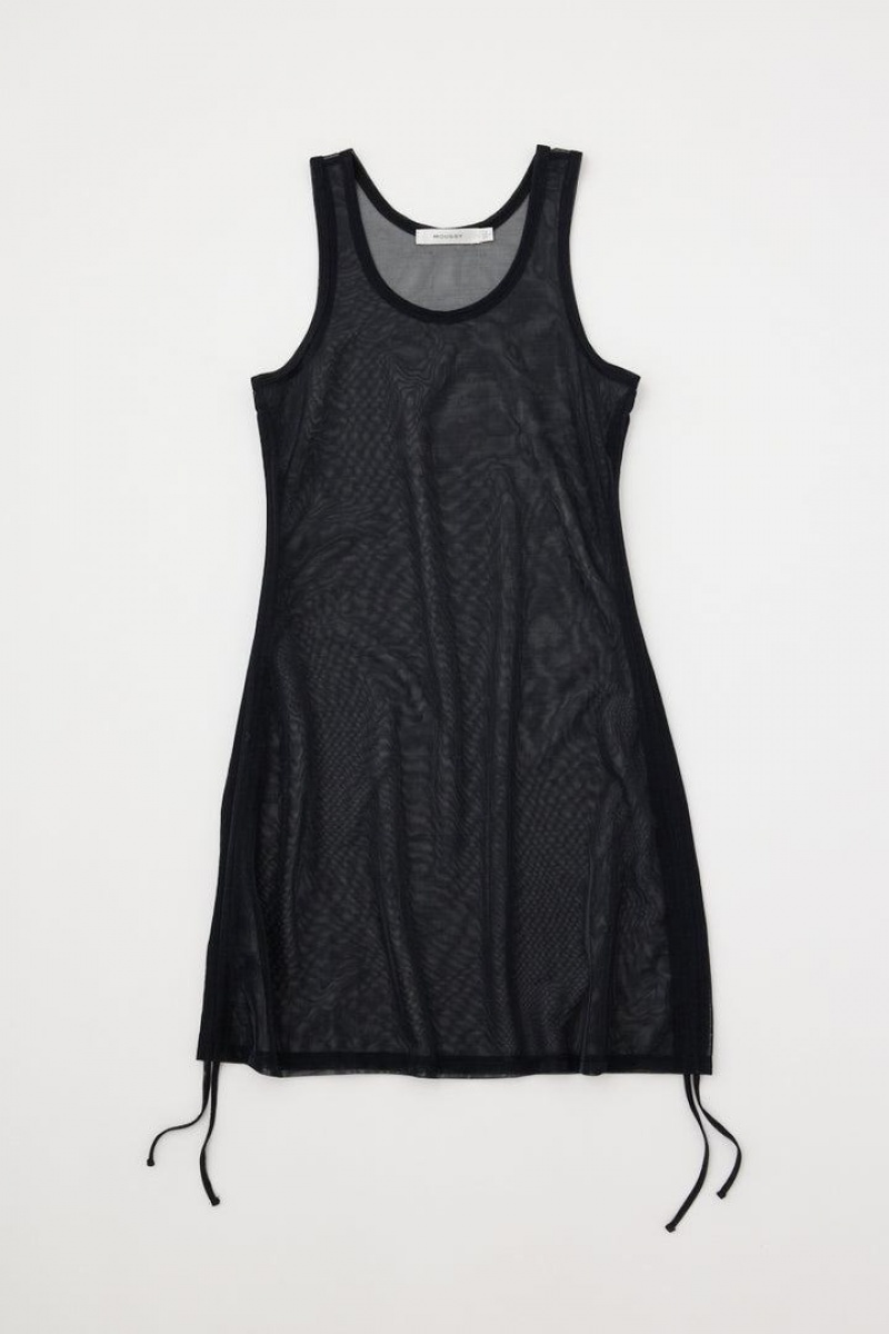 Dámské Tílko Moussy Glitter Sheer Long Černé | AOU7060ZH