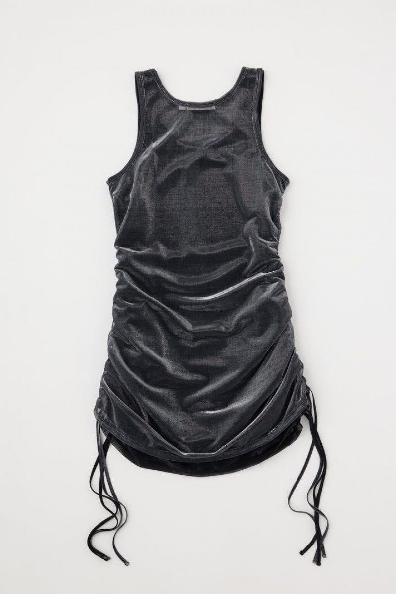 Dámské Tílko Moussy Glitter Sheer Long Černé | AOU7060ZH