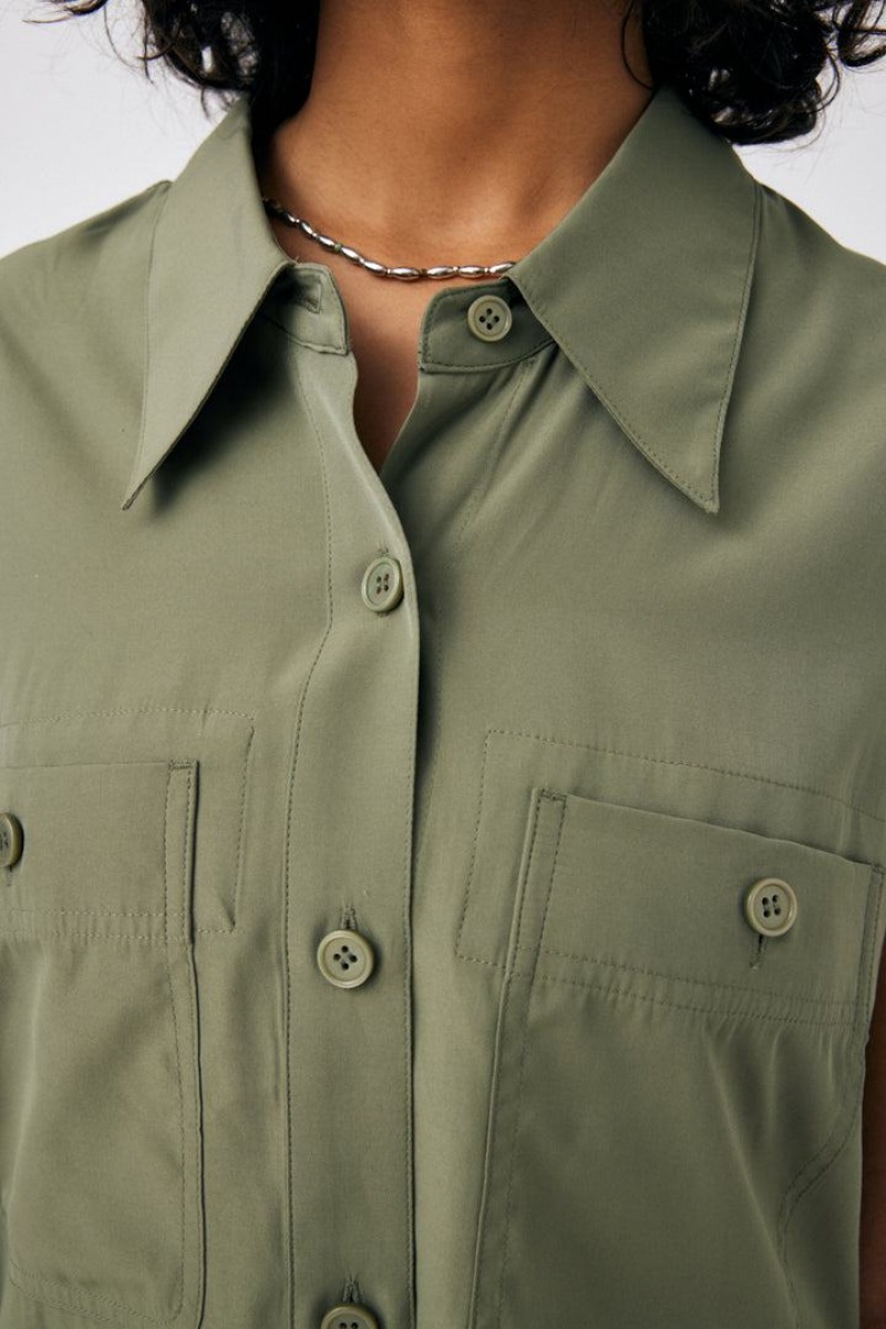 Dámské Vesta Moussy Back Open Shirt Hnědožlutý | QTA422VO