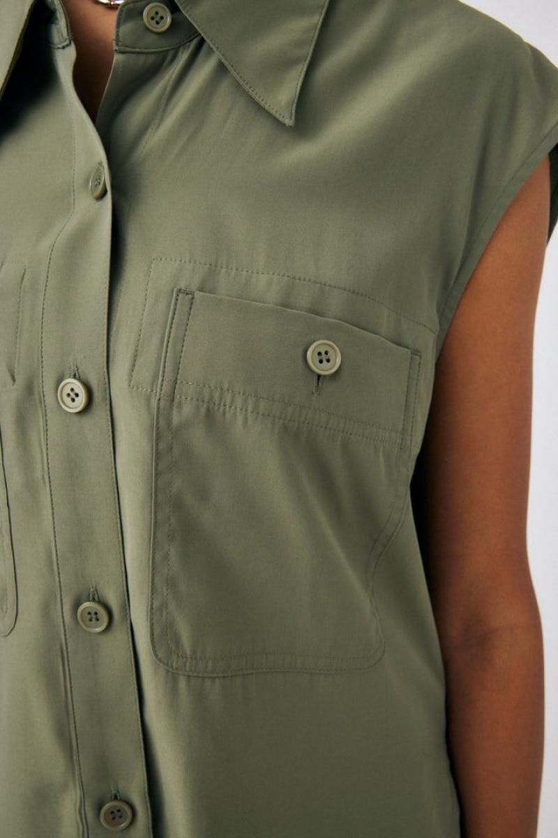 Dámské Vesta Moussy Back Open Shirt Hnědožlutý | QTA422VO