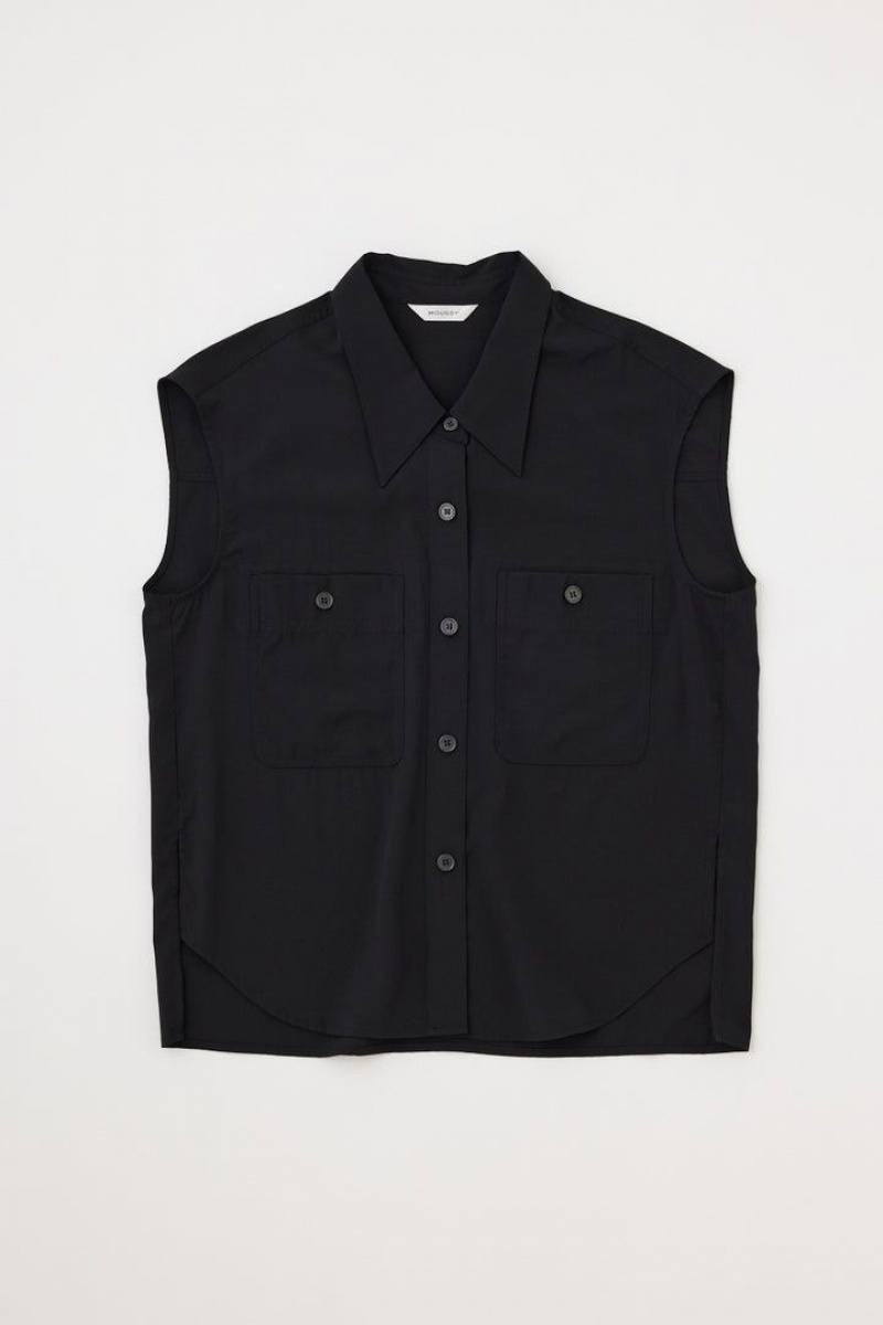 Dámské Vesta Moussy Back Open Shirt Černé | FFE4886VZ