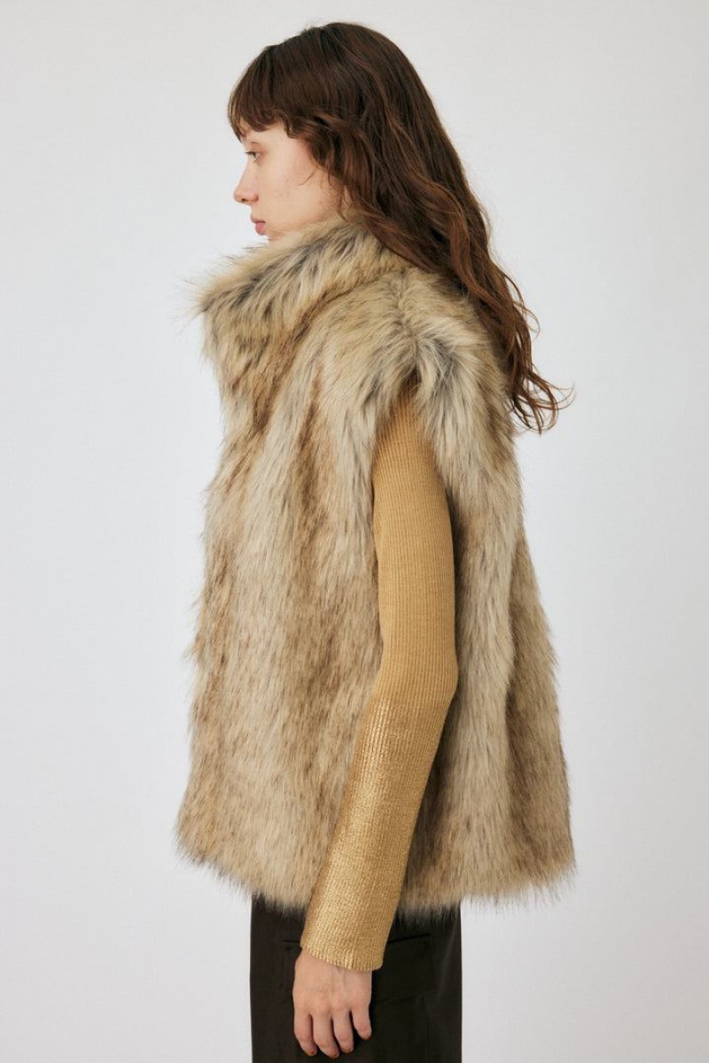 Dámské Vesta Moussy Long Fur Hnědožlutý | KOO8840RL
