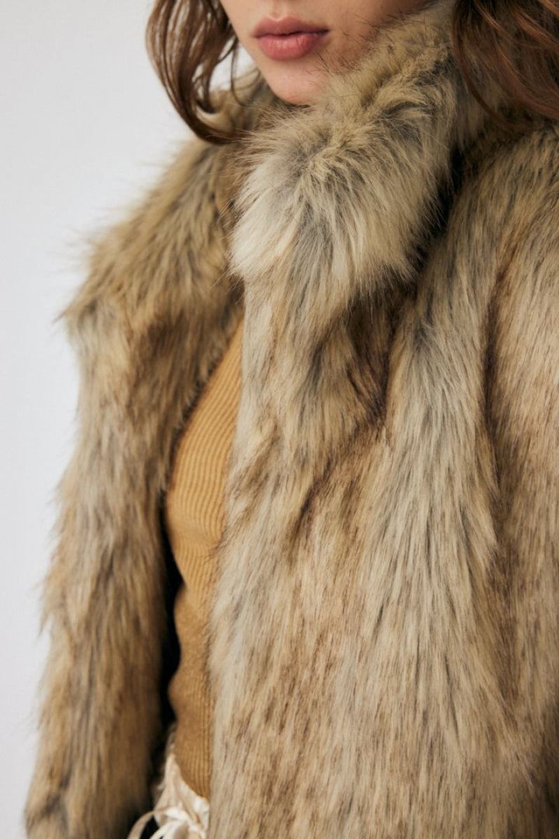 Dámské Vesta Moussy Long Fur Hnědožlutý | KOO8840RL