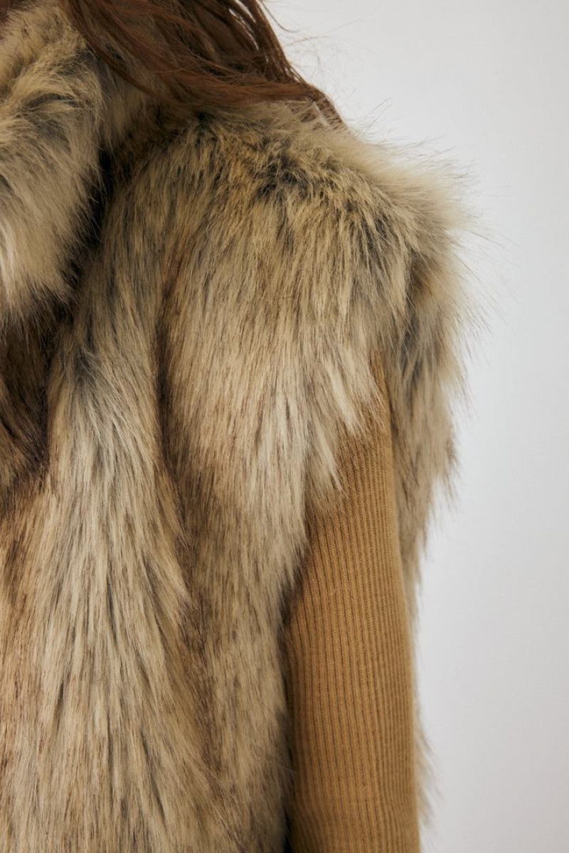 Dámské Vesta Moussy Long Fur Hnědožlutý | KOO8840RL
