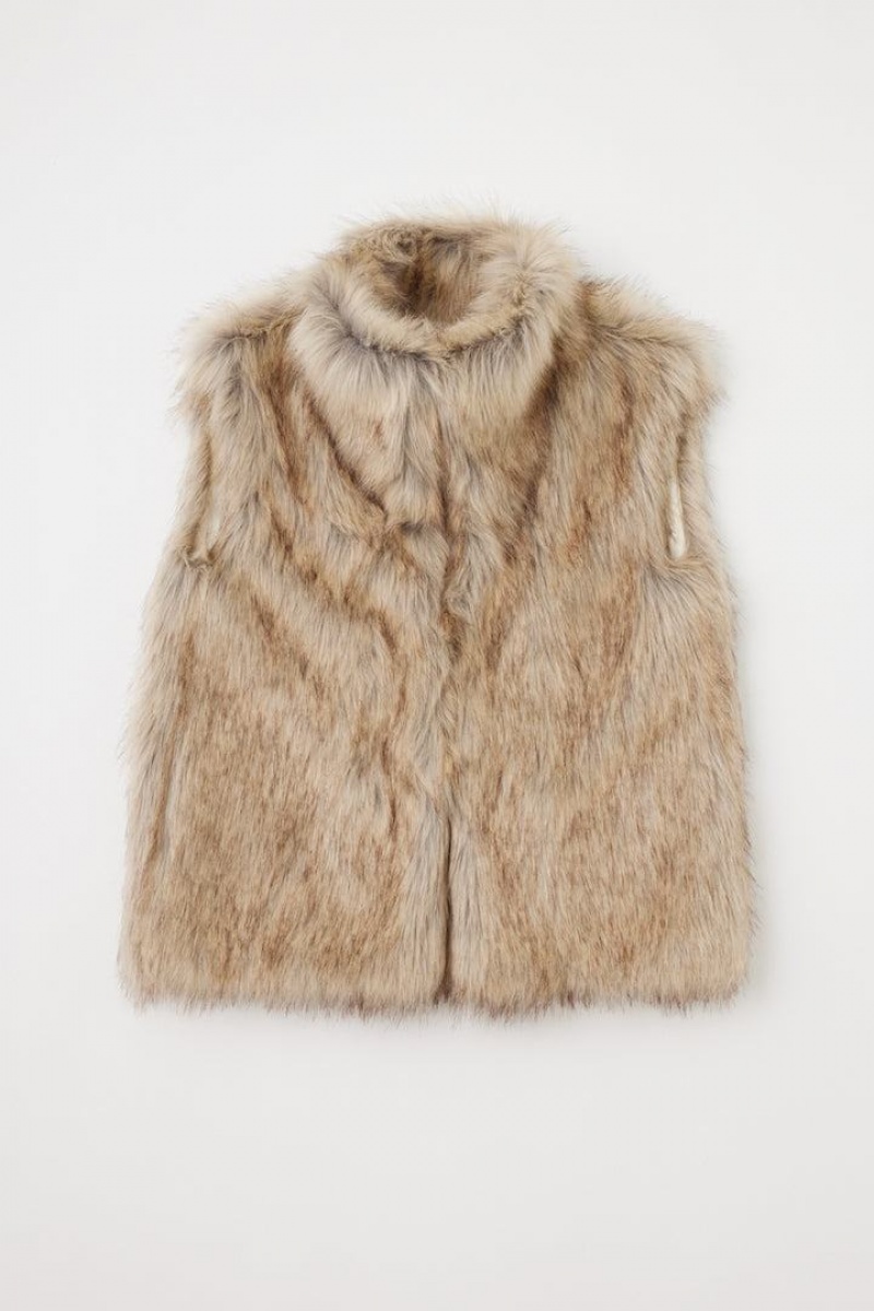 Dámské Vesta Moussy Long Fur Hnědožlutý | KOO8840RL