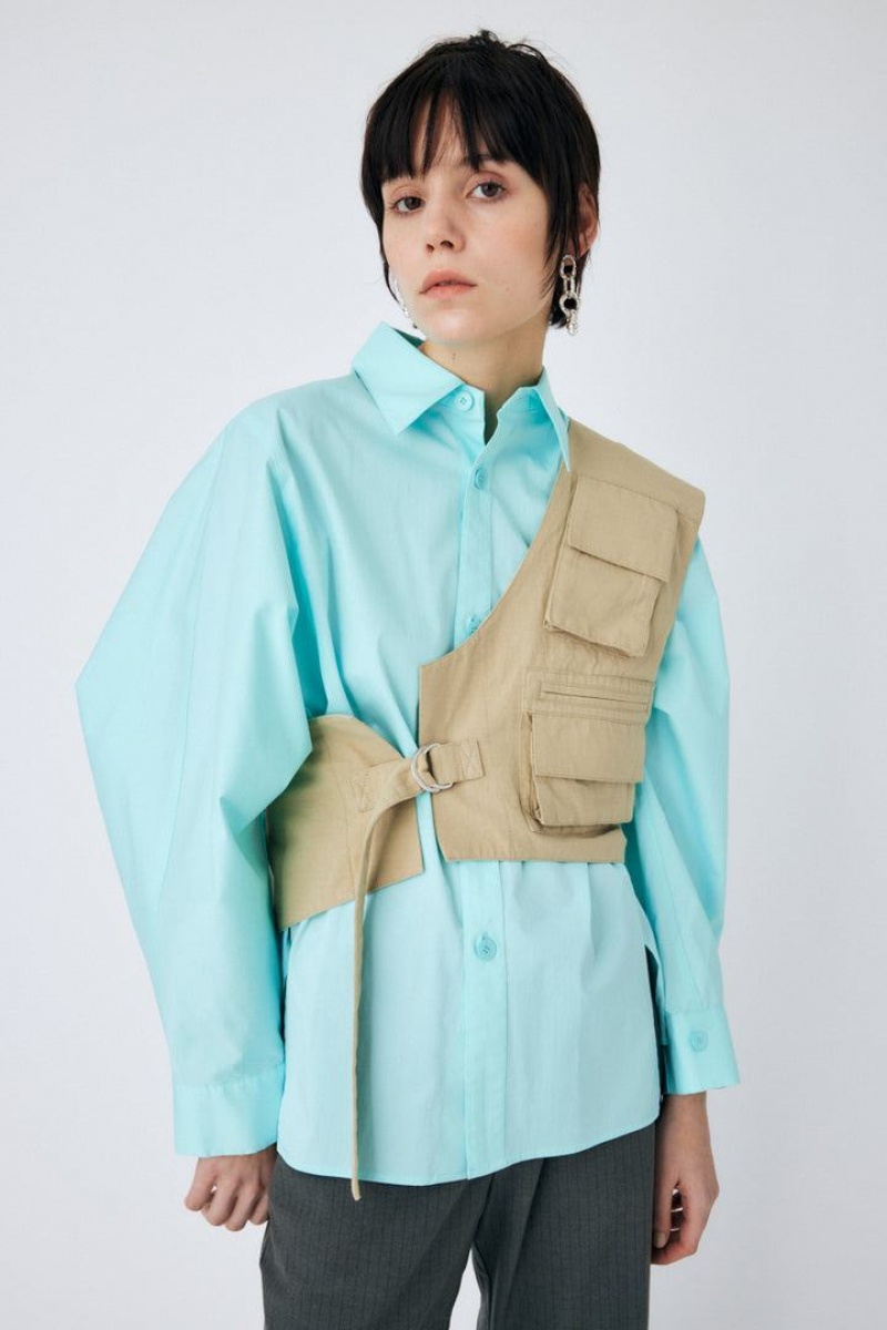 Dámské Vesta Moussy One Shoulder Utility Světle Hnědožlutý | XIC9185KG