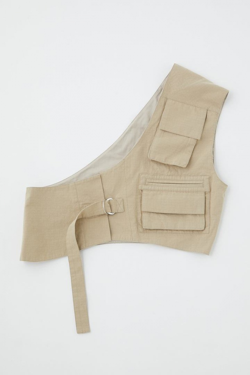 Dámské Vesta Moussy One Shoulder Utility Světle Hnědožlutý | XIC9185KG