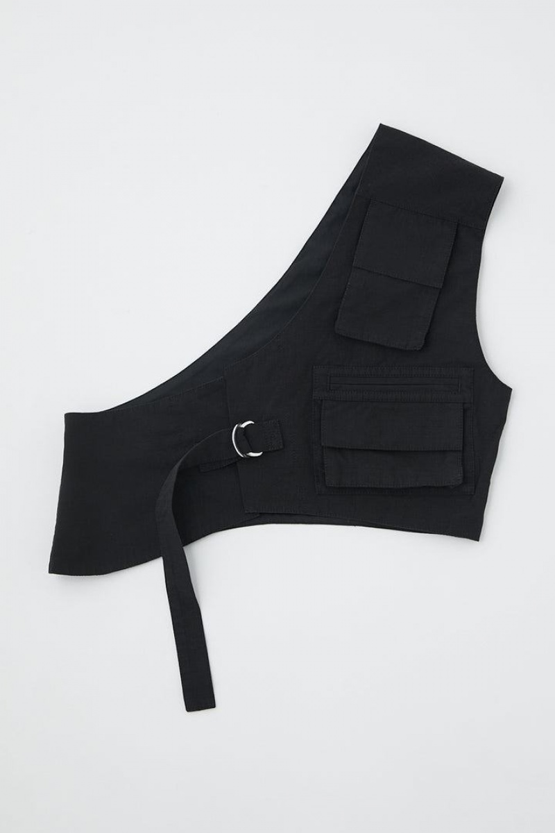 Dámské Vesta Moussy One Shoulder Utility Černé | HCO249TN