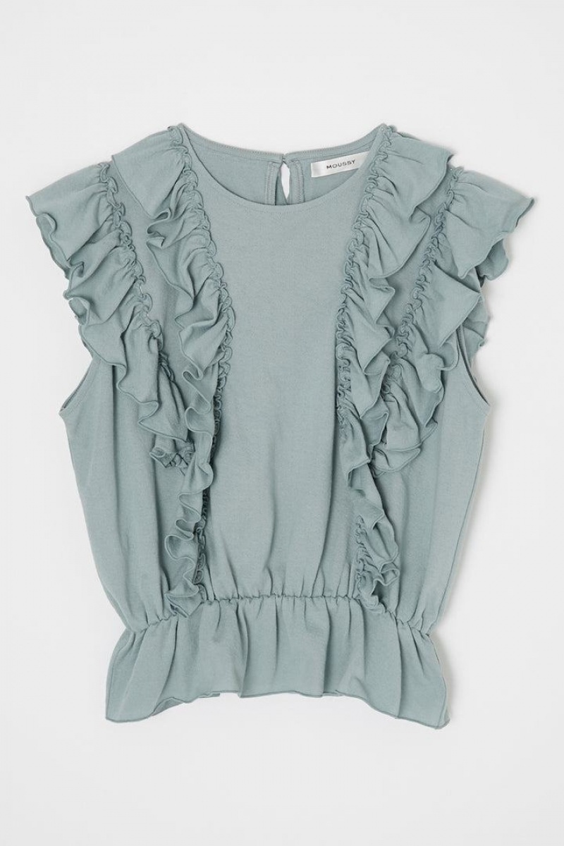 Dámské Vesta Moussy Shoulder Frill Cut Top Světle Blankyt | HOW6530XX