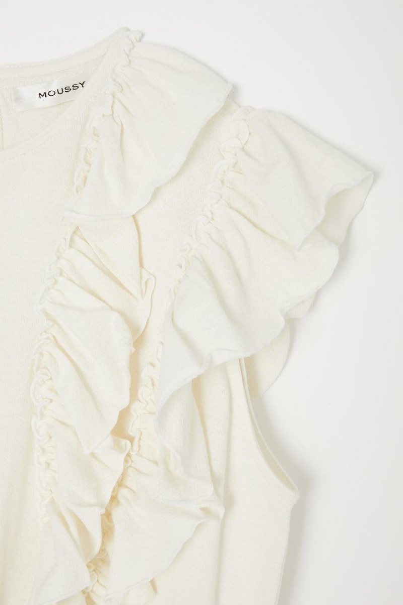 Dámské Vesta Moussy Shoulder Frill Cut Top Bílé | VQI7343GK