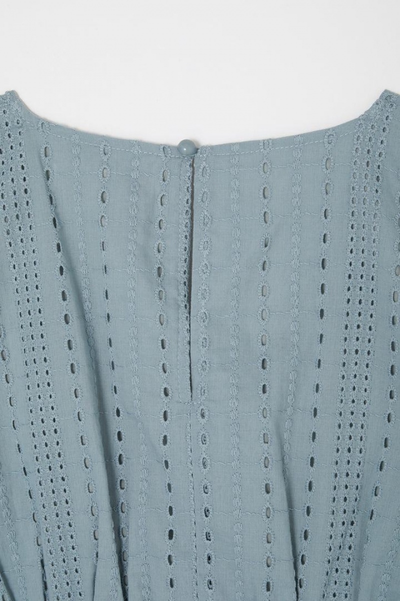 Dámské Vesta Moussy V-neck Krajkové Frill Top Světle Blankyt | JUN3674MO