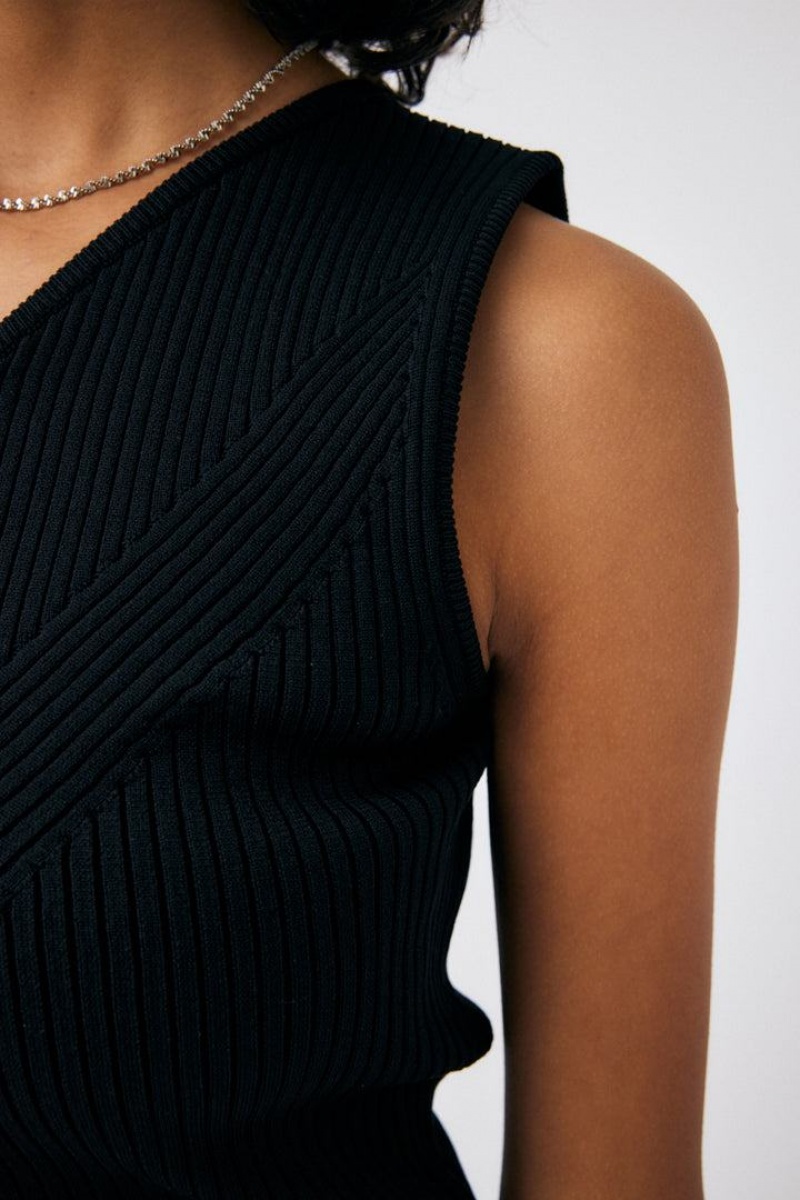Dámské Vesta Moussy Zip Up Rib Knit Top Černé | IVX7870CG