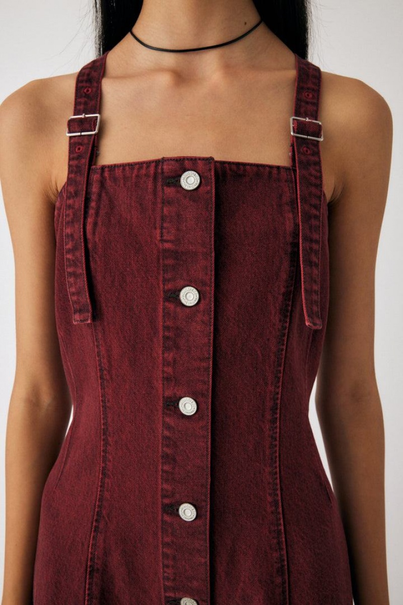 Dámské Šaty Moussy Acid Wash Denim Tmavě Červené | JKF5031FC