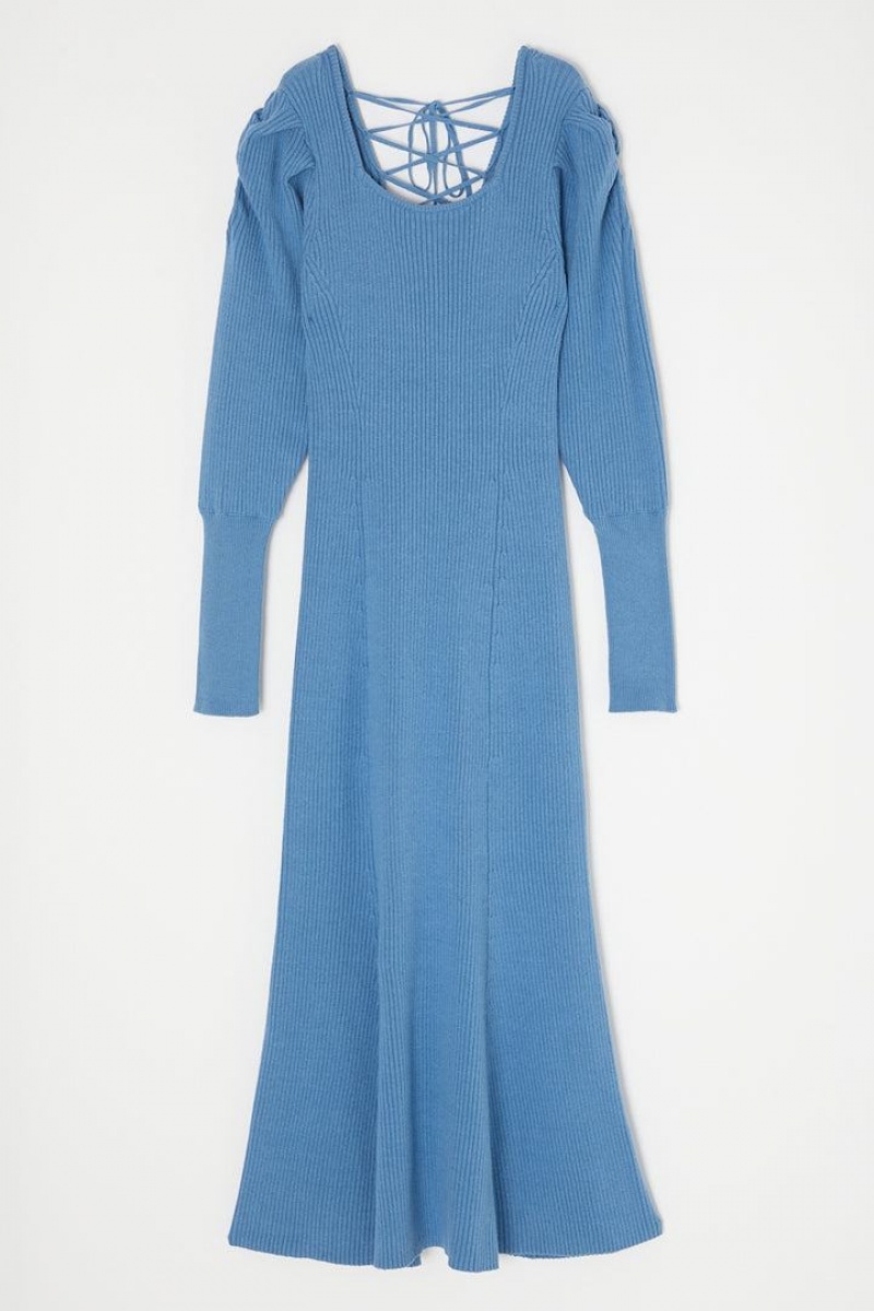 Dámské Šaty Moussy Back Krajkové Up Knit Světle Blankyt | GPI4497LW